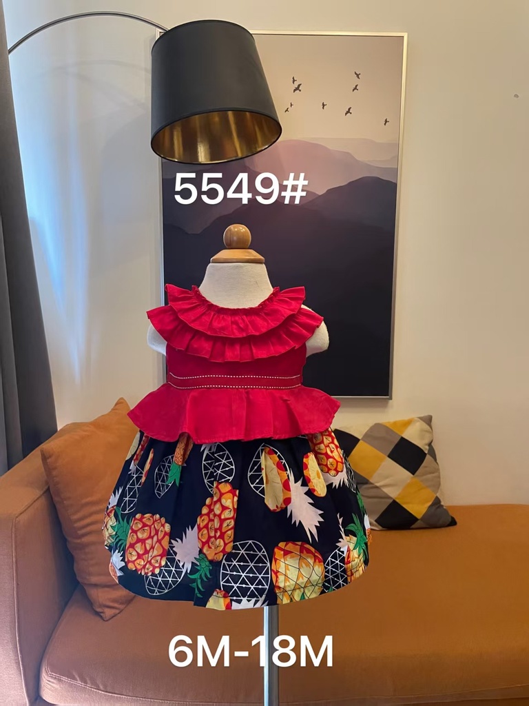 Baby girl Dress - 6,9,12,18 Months - 5549 - Red - Cotton 65%, 35% Polyster