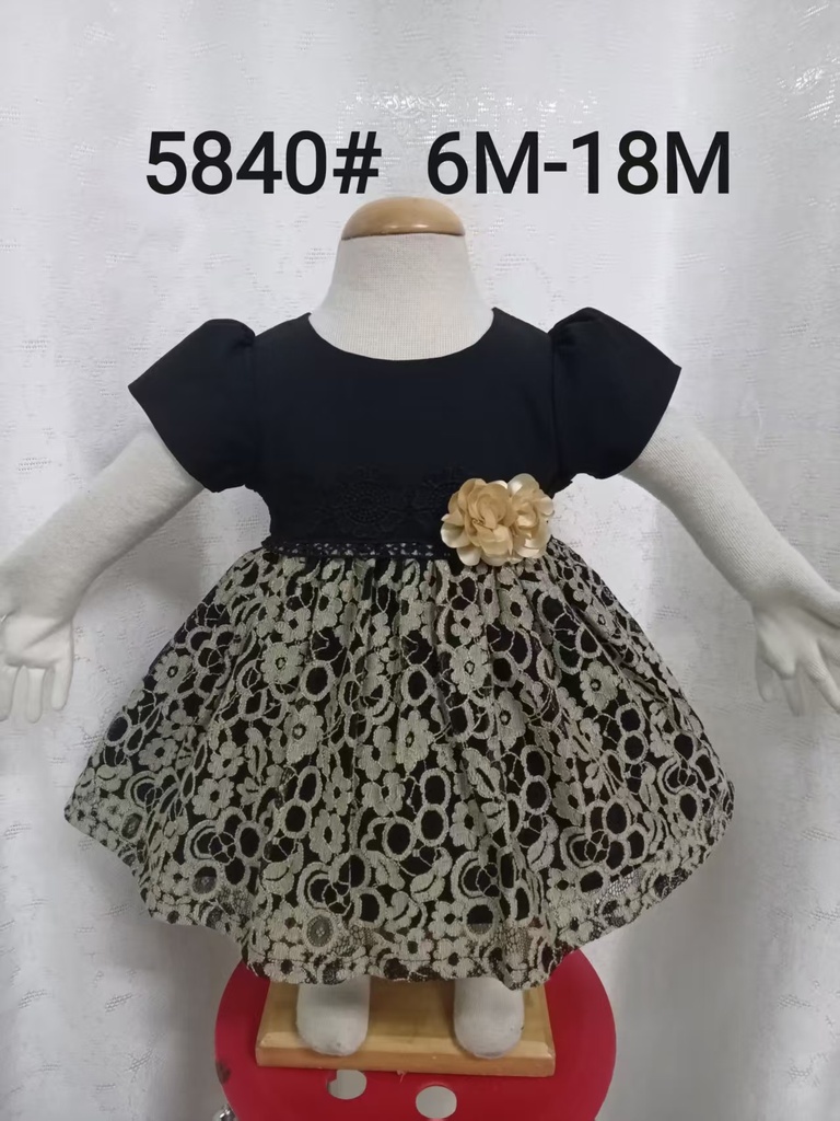 Baby girl Dress - 6,9,12,18 Months - 5840 - Blue Grey - Cotton 65%, 35% Polyster