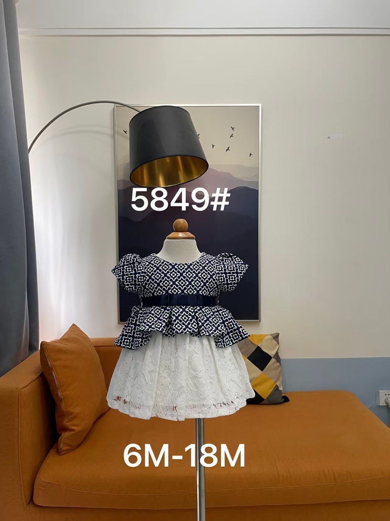 Baby girl Dress - 6,9,12,18 Months - 5849 - Blue - Cotton 65%, 35% Polyster