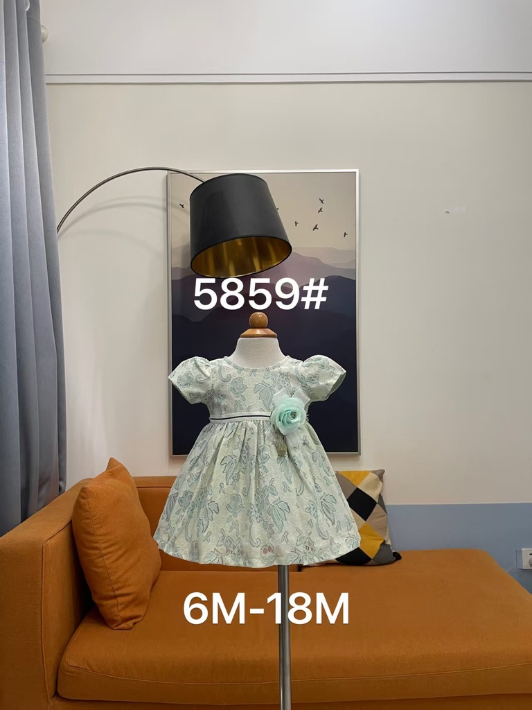Baby girl Dress - 6,9,12,18 Months - 5859 - Blue - Cotton 65%, 35% Polyster