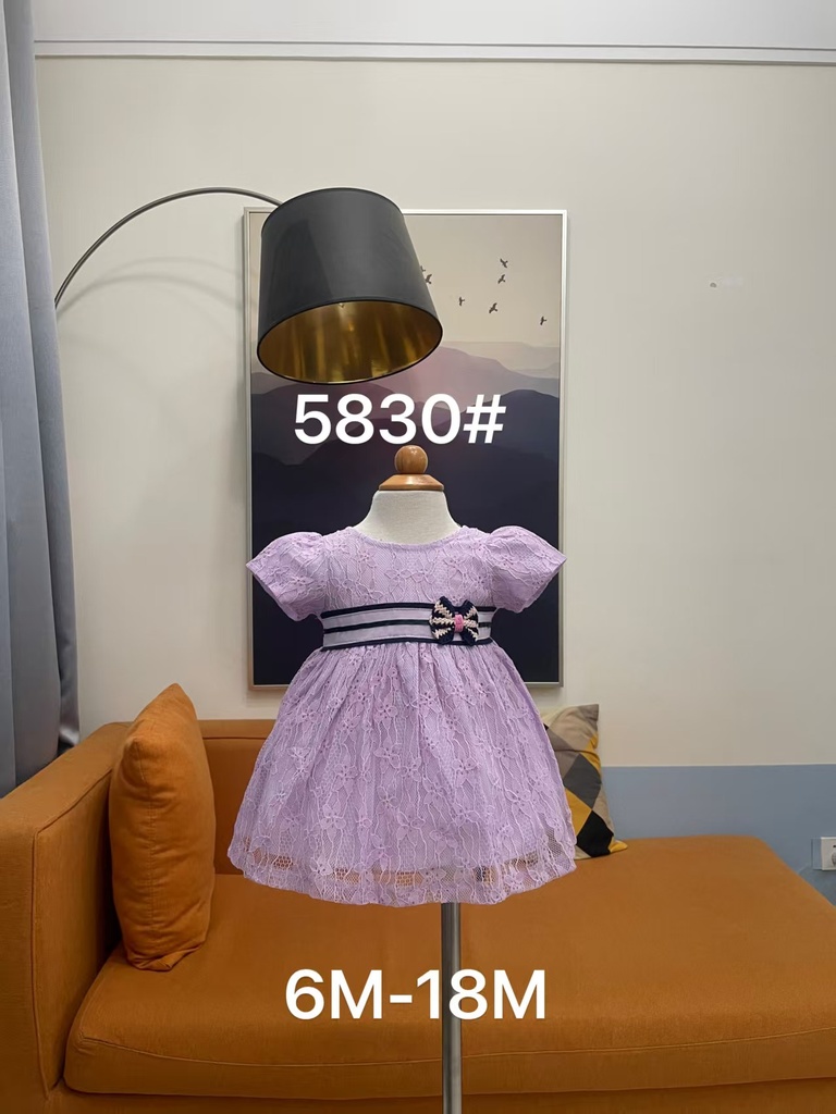 Baby girl Dress - 6,9,12,18 Months - 5830 - Purple - Cotton 65%, 35% Polyster