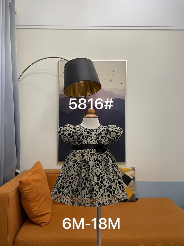 Baby girl Dress - 6,9,12,18 Months - 5816 - Grey - Cotton 65%, 35% Polyster