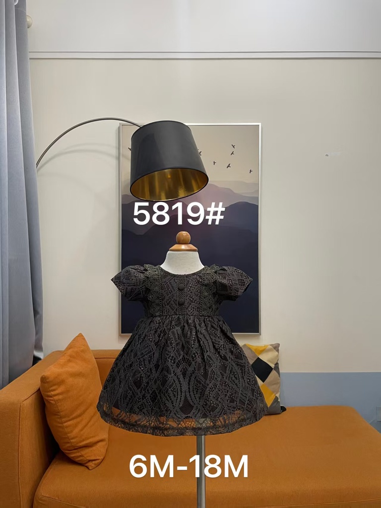 Baby girl Dress - 6,9,12,18 Months - 5819 - Black - Cotton 65%, 35% Polyster