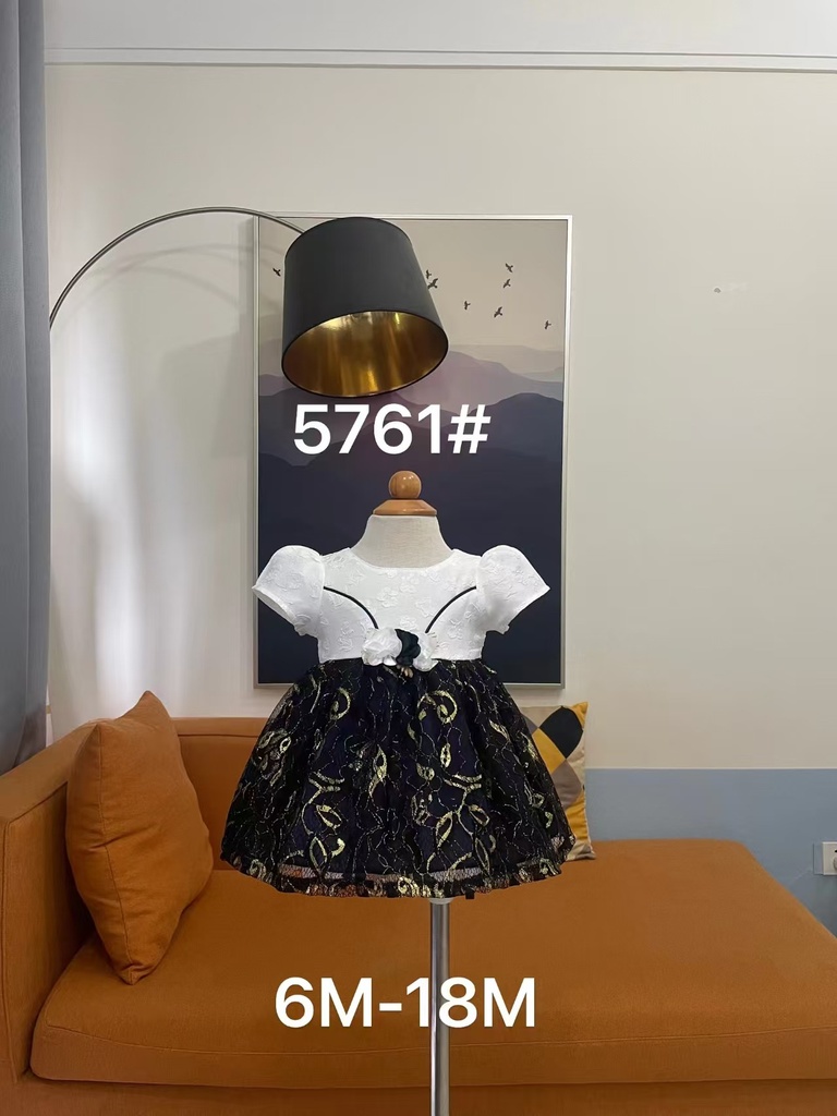 Baby girl Dress - 6,9,12,18 Months - 5761 - Black - Cotton 65%, 35% Polyster