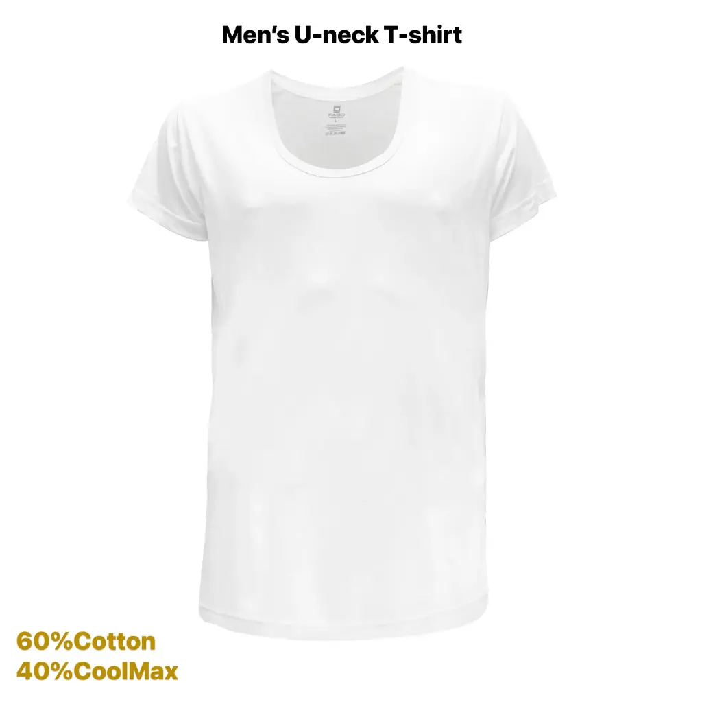Inner White U-neck T-shirt (Cotton 60%, Coolmax 40%) M+L+XL+XXL, (163 gsm)