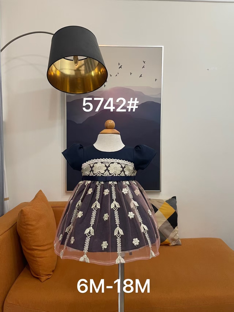 Baby girl Dress - 6,9,12,18 Months - 5742 - Black - Cotton 65%, 35% Polyster